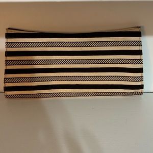 🌈 Vintage Linen & Velvet Stripe Snap Clutch